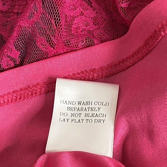 Slinky Brand Hot Pink Sleeveless Lace Tank Top Lined Womens Large Office Siren - Picture 8 of 8